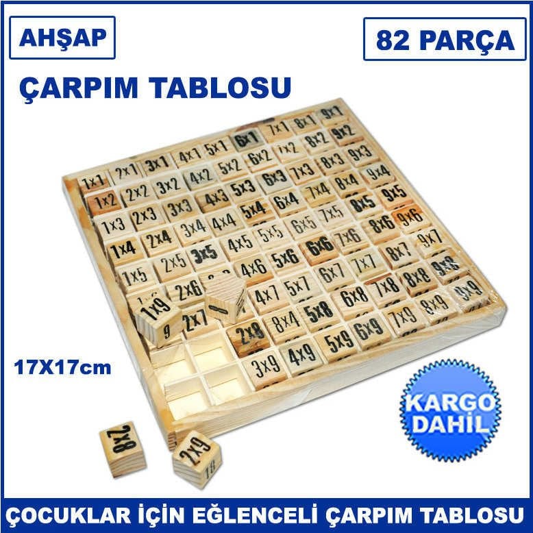 82 Parça Bağımsız Küp Bloklarla Ahşap Çarpım Tablosu Zeka Geliştirici Öğretici Çocuk Gelişim Seti