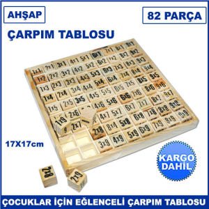 82 Parça Bağımsız Küp Bloklarla Ahşap Çarpım Tablosu Zeka Geliştirici Öğretici Çocuk Gelişim Seti