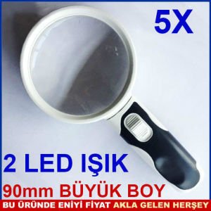 Profesyonel büyüteç 2 Lensli,çift cam mercek 5X LED IŞIKLI BÜYÜTEÇ çıkabilir sap portable lüp mercek