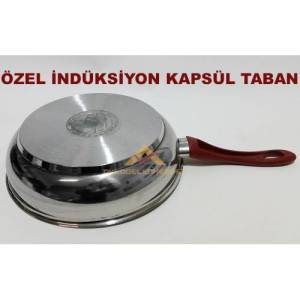 25cm Çelik Tava İndüksiyon Çelik Kapsül Tabanlı Tek Saplı Çelik Kızartma Tavası