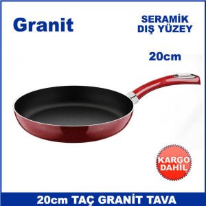 Seramik Dış Yüzey 20cm Taç Granit Tava - Eşit Isı Dağılımı ve Isıyı Hapseden 1. Kalite Granit Tava