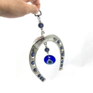 Dekoratif Nazar Boncuklu 23 cm Metal Büyük Boy At Nalı Süs Eşyası Hediyelik Eşya Askılı Kapı Süsü