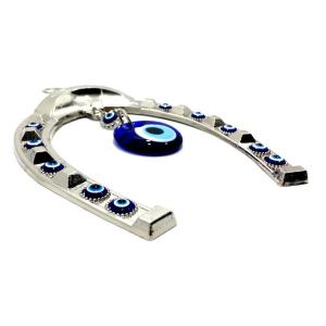 Dekoratif Nazar Boncuklu 23 cm Metal Büyük Boy At Nalı Süs Eşyası Hediyelik Eşya Askılı Kapı Süsü