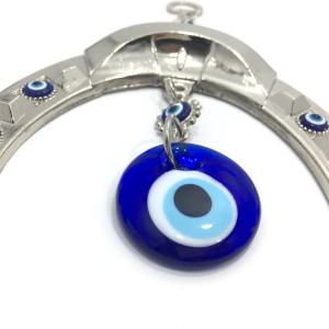 Dekoratif Nazar Boncuklu 23 cm Metal Büyük Boy At Nalı Süs Eşyası Hediyelik Eşya Askılı Kapı Süsü