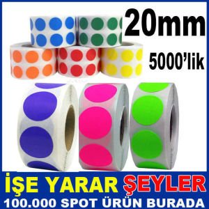 20mm RENKLİ ETİKET YAPIŞKANLI ETİKET RULO