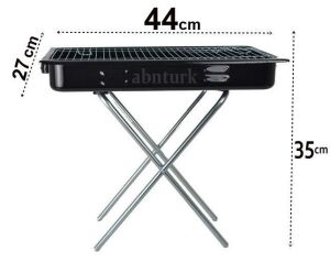 1 kg Özel Kömür Hediyeli 41cm Paslanmaz Emaye Mangal Seyyar Ayaklı Portatif Lüks Izgara Barbekü Seti