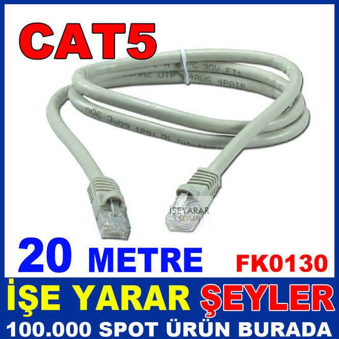20 METRE CAT5 ETHERNET KABLOSU 2 UCU JACKLI