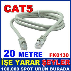 20 METRE CAT5 ETHERNET KABLOSU 2 UCU JACKLI