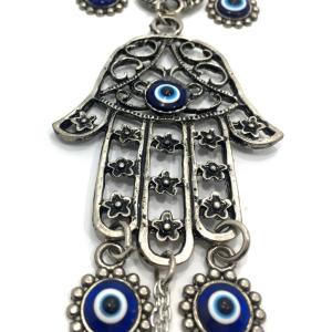 Baykuş Şekilli Nazar Boncuklu Metal İşlemeli Dekoratif Süs 28 cm Hediyelik Eşya Askılı Duvar Süsü