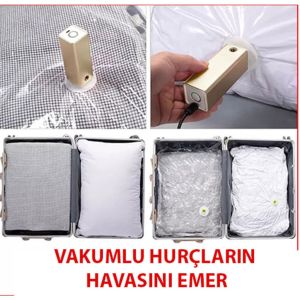Usb Şarjlı Komprasör CepTipi Şişirme+Vakumlama Pompası