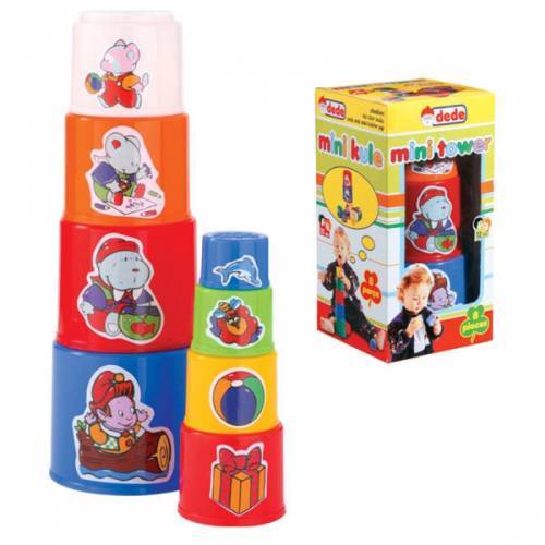 Bebekler için zeka geliştirici Mini Kule 8 Parça oyuncak,parçaları üst üste koyup şık kuleler yapma