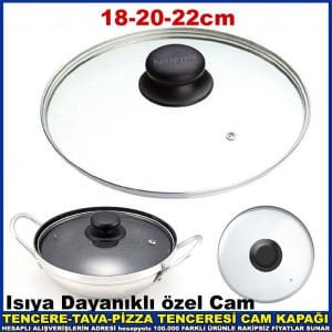 18-20-22cm Çapında İstediğiniz Ölçüde Tencere Tava Cam Kapak Pizzamatik Yedek Cam Kapağı