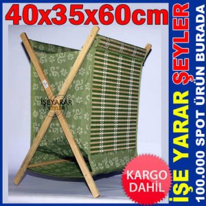 DEKORATİF KATLANABİLEN HASIR ÇAMAŞIR SEPETİ KD