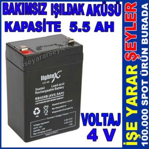 Lightex LT-45 Akü 4volt, 5.5Amper Bakımsız Işıldak Aküsü Ataba-GP Türkiye Garantisiyle 46x68,H=98mm
