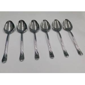 Hesaplı Yemek Kaşığı 6 adet Furkan Desen Çelik Yemek Kaşık Takımı Rostfrei Süper Kromajlı Paslanmaz