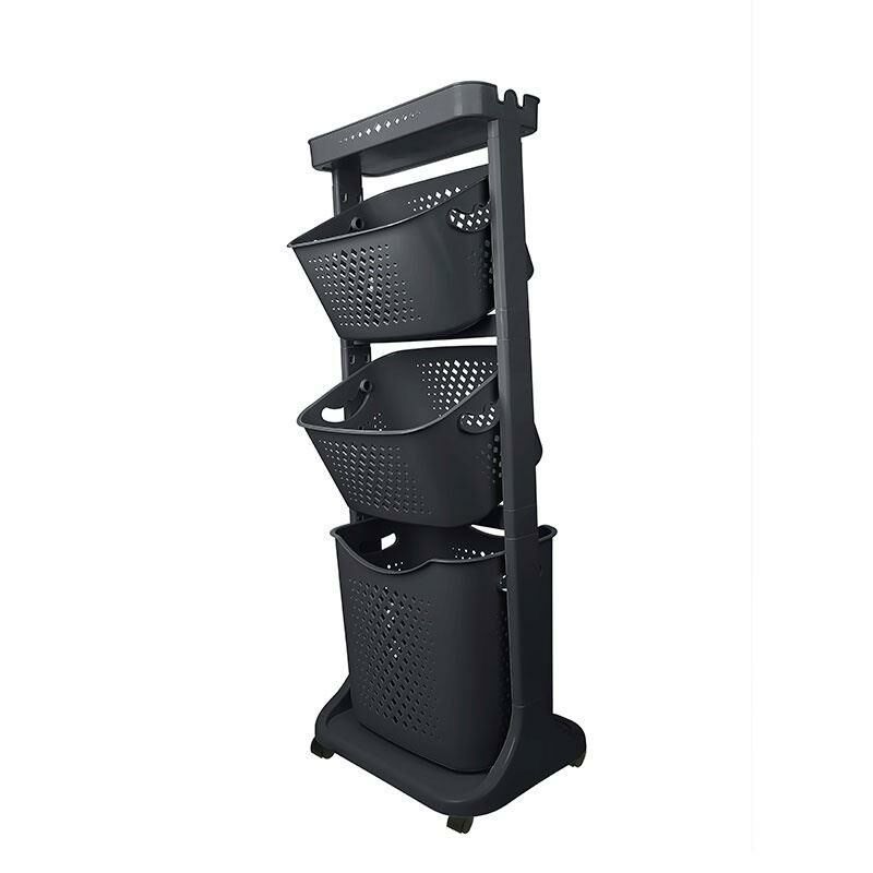 Kat Kat Sepet Organizeri Siyah Mutfak ve Banyo Organizer