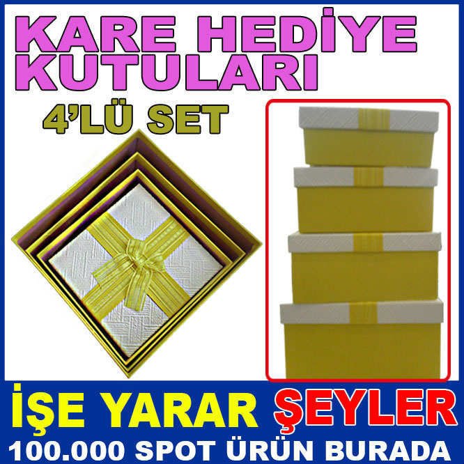 4'LÜ İÇİÇE GECİRİLMELİ KURDELA  HEDİYE KUTUSU