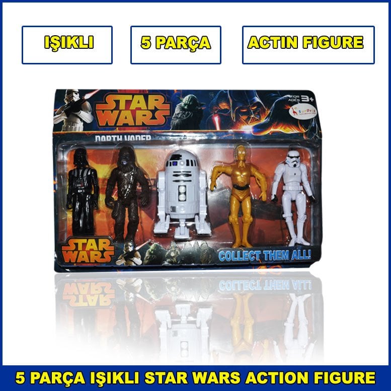 5 Parça Efsane Star Wars Karakterleri Action Figure Kaliteli ve Dayanıklı