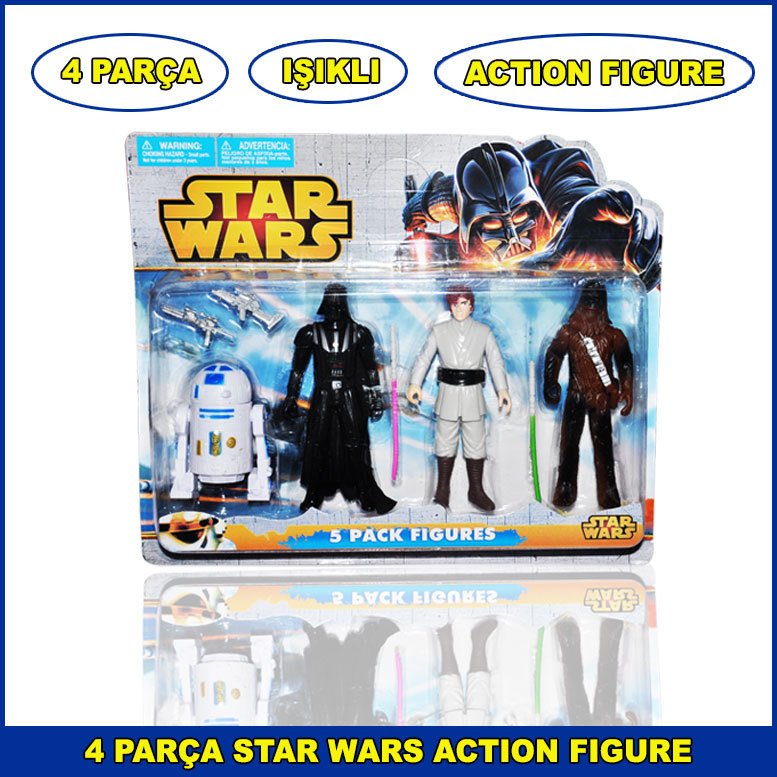 4 Parça Işıklı Star Wars Karakterleri  Action Figure Kaliteli ve Dayanıklı