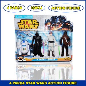 4 Parça Işıklı Star Wars Karakterleri  Action Figure Kaliteli ve Dayanıklı