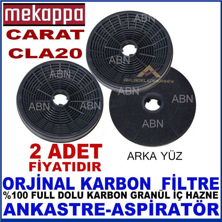 MEKAPPA ANKASTRE DAVLUMBAZ FİLTRESİ MEKAPPA CARAT CLA20 MODEL DAVLUMBAZ İÇİN GRANÜL KARBON FİLTRE