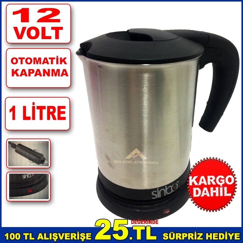 PASLANMAZ ÇELİK GİZLİ RESİZTANLI 1 LİTRE ARAÇ İÇİ SU ISITICI