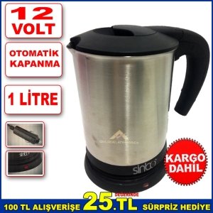 PASLANMAZ ÇELİK GİZLİ RESİZTANLI 1 LİTRE ARAÇ İÇİ SU ISITICI