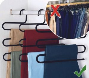 3 adet Metal Askı Mat Siyah 5 Katlı Pantolon Eşarp Askısı Kravat Şal Düzgün Duruş Kolay Giysi Bulma
