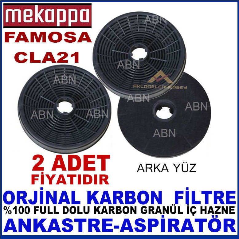 MEKAPPA ANKASTRE DAVLUMBAZ FİLTRESİ MEKAPPA FAMOSA CLA21 MODEL DAVLUMBAZ İÇİN GRANÜL KARBON FİLTRE