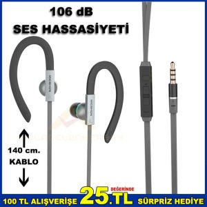 106 dB KULAK SABİTLEYİCİLİ SPOR KULLANIMINA UYGUN KUMANDALI KULAKİÇİ KULAKLIK-1