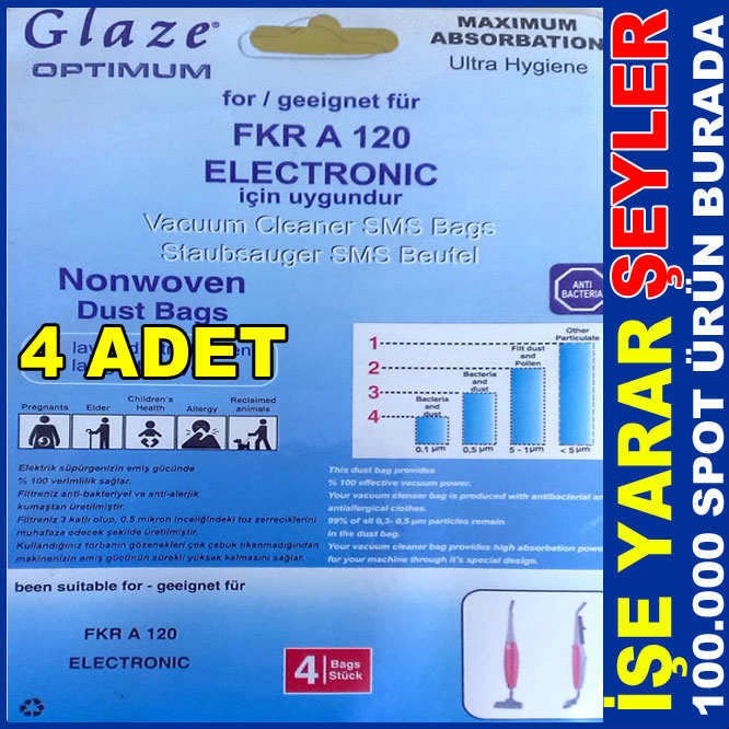4 ADET FAKİR A120  3 KAT SENTETİK TOZ TORBASI