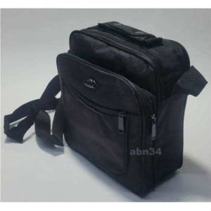 Omuz Askılı Su Geçirmez Erkek El Çantası 25x23cm Sağlam Branda Kumaş 5 Cepli Dikey Çanta