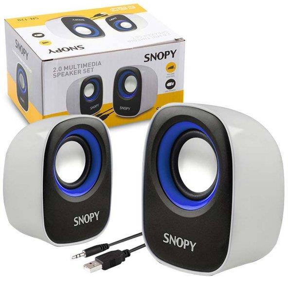 Snopy Hoparlör Mini Usb Speaker Ses Bombası Mavi Beyaz SN-120