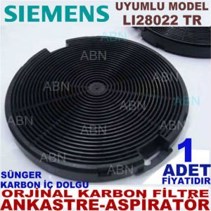 SİEMENS ANKASTRE DAVLUMBAZ FİLTRESİ SİEMENS LI28022 TR MODEL DAVLUMBAZ İÇİN SÜNGERLİ KARBON FİLTRE