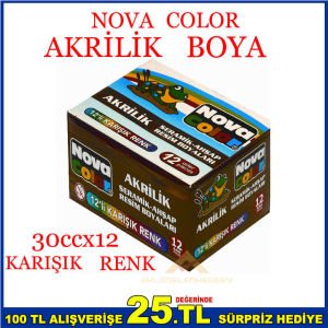 NOVACOLOR 12 RENK AKRİLİK SERAMİK AHŞAP BOYASI-3