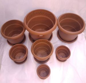 1 adet 1no Ø20x17cm 2.8 Litre Toprak Rengi Tabaklı Çiçek Saksısı Toprak Çökmesi önleyen özel içyapı