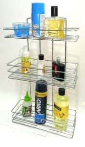 Metal Banyo Düz Raf Sistemi Garantili Paslanmaz Çelik 3 Katlı Krom Banyo Rafı Şampuanlık 27x11x52cm