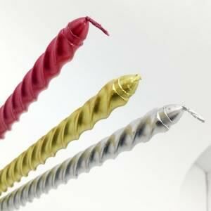4lü Burgulu Dekoratif Yaldız Simli Mum Şamdan Mumu Küçük Boy 20cm