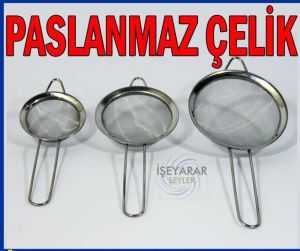 3LÜ PASLANMAZ ÇELİK KEVGİR KULPLU SÜZGEÇ SETİ
