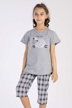 Kız Çocuk Kısa Kol Kaprili Pijama Takım
