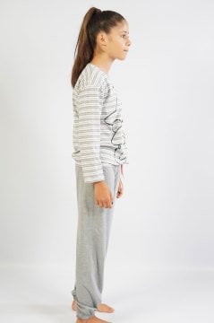Kız Çocuk Düşük Omuzlu Uzun Kol Pijama Takım