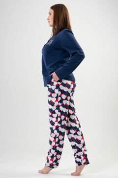 Pamuklu Kadın Büyük Beden Uzun Kol Pijama Takım