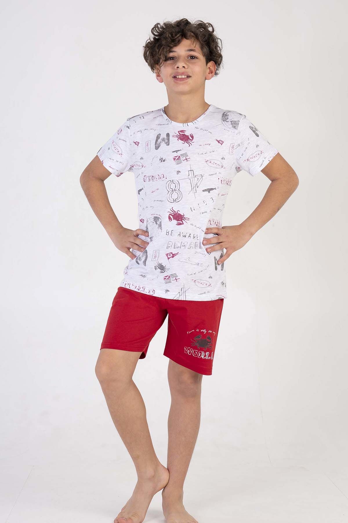 Erkek Çocuk Kısa Kol Şortlu Pijama Takım