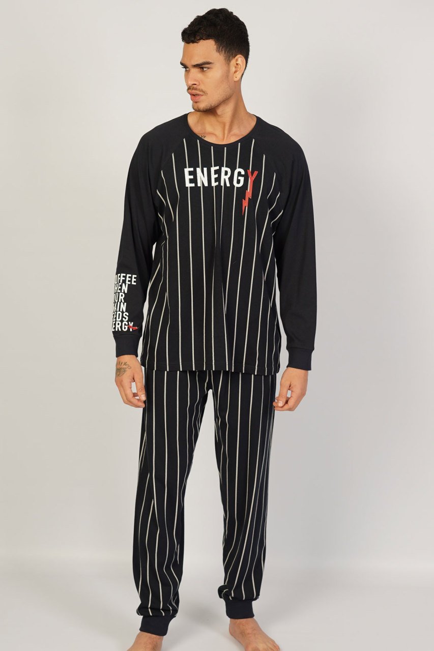 Pamuklu Erkek Uzun Kol Pijama Takım