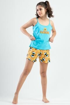 Kız Çocuk Ip Askılı Şortlu Pijama Takım