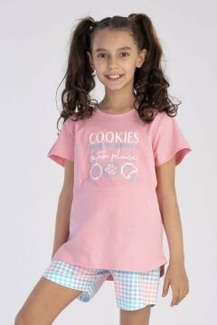 Pamuklu Kız Çocuk Kısa Kol Şortlu Pijama Takım