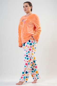 Kadın Welsoft Büyük Beden Uzun Kol Pijama Takım