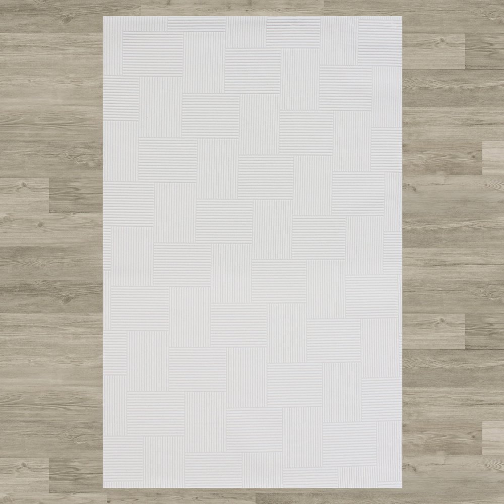 Zen Koleksiyonu 1102 Beyaz Makine Halısı