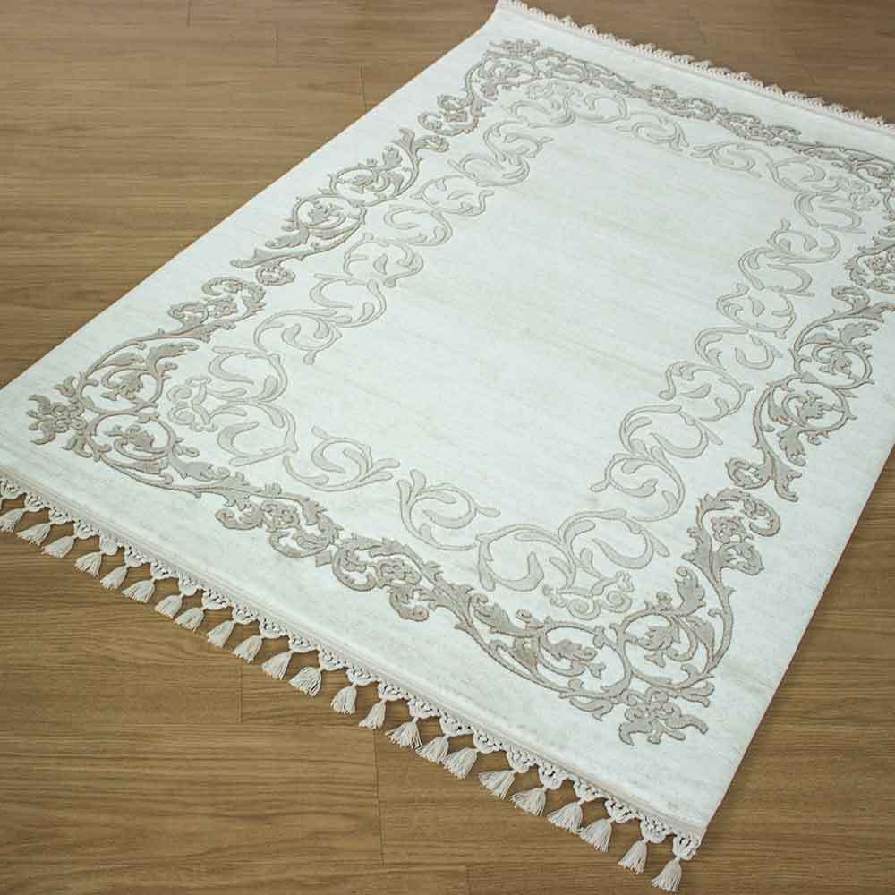 Doku Koleksiyonu 2509 Beyaz Halı 100 X 300
