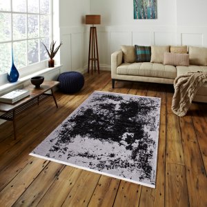 Cotton Koleksiyonu Çift Taraflı Kilim Siyah- Gri 8501